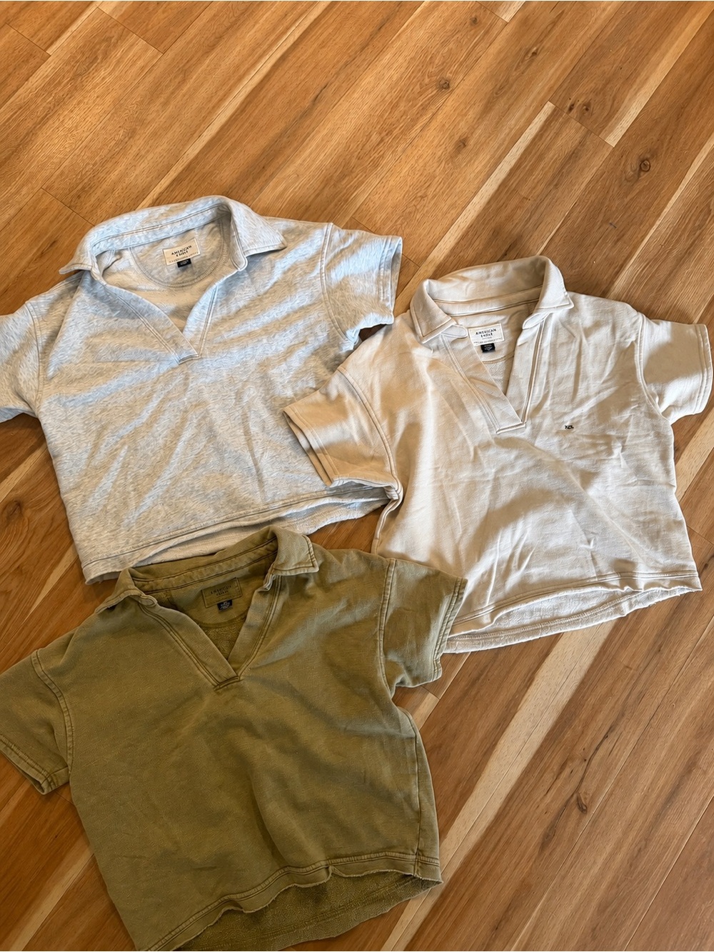 Women’s Collared Polo Shirt - Light Gray, Cream, Olive - American Eagle